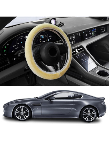 Cubierta de Volante de Auto Suvnie Fluffy Beige 35-40 cm