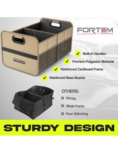 Organizador de Maletero FORTEM 50L Plegable Beige para SUV