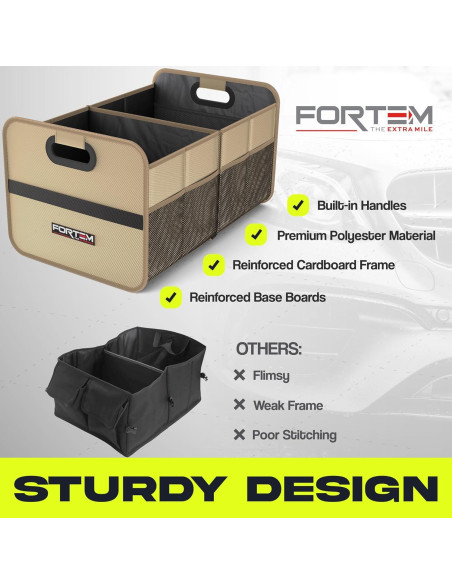 Organizador de Maletero FORTEM 50L Plegable Beige para SUV