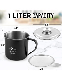 Contenedor de Grasa de Tocino Zulay Kitchen 1L Acero Inoxidable 2