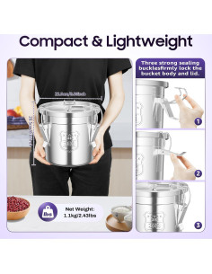 Contenedor Hermético de Alimentos TTOUOI 6L Acero Inoxidable 2