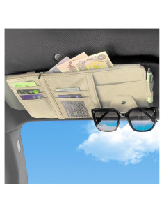 Organizador de Visera de Coche OFBAND Beige con Soporte para Gafas