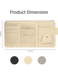 Organizador de Visera de Coche OFBAND Beige con Soporte para Gafas 2