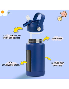 Botella de Agua Aislada Kerilyn 12oz Acero Inoxidable Azul 2