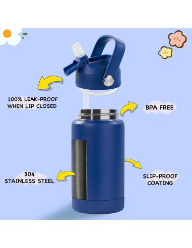 Botella de Agua Aislada Kerilyn 12oz Acero Inoxidable Azul