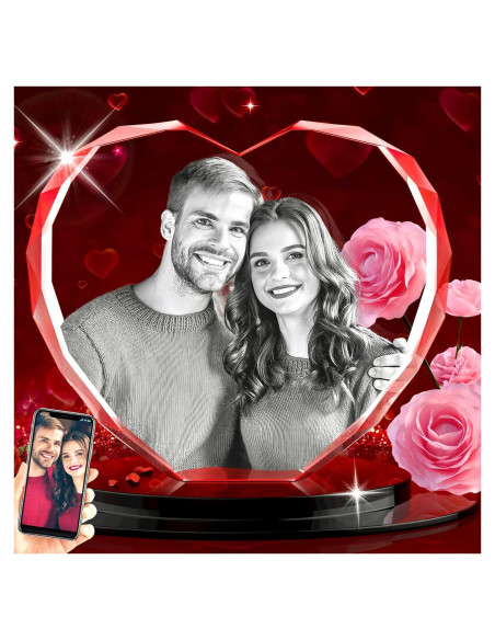 Foto de Cristal 3D Personalizada QPCBEBY Corazón 8.9x8.4cm