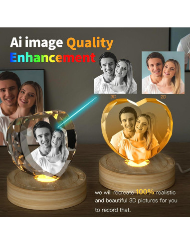 Foto de Cristal 3D Personalizada QPCBEBY Corazón 8.9x8.4cm