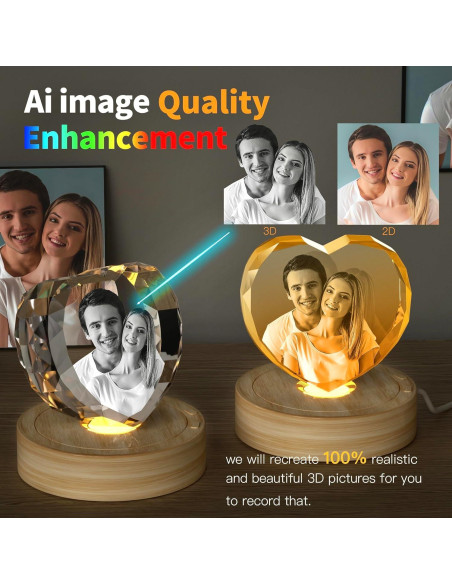 Foto de Cristal 3D Personalizada QPCBEBY Corazón 8.9x8.4cm