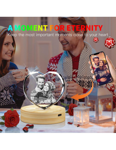 Foto de Cristal 3D Personalizada QPCBEBY Corazón 8.9x8.4cm