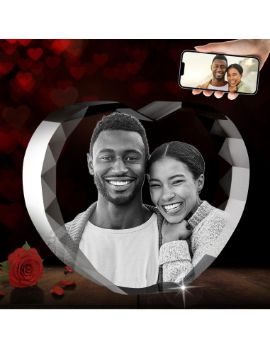 Foto de Cristal 3D Personalizada QPCBEBY Corazón 8.9x8.4cm