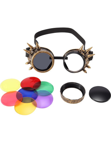 Gafas de protección steampunk Lelinta con 7 lentes intercambiables