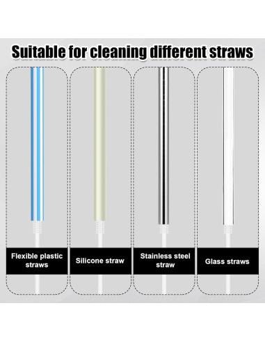 2 Cepillos de Silicona para Pajitas PEUTIER 6mm y 8mm