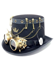 Sombrero de Copa Steampunk Loco con Pluma para Disfraz