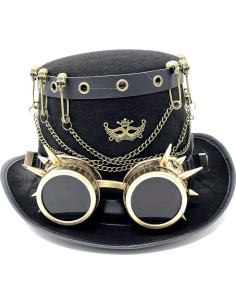 Sombrero de Copa Steampunk Loco con Pluma para Disfraz 2