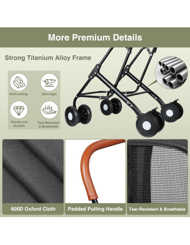 Carrito Doble para Mascotas ENVTEK Negro 2 en 1 Plegable