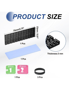 Disipador de Calor PATIKIL para SSD M.2 2280 - Aluminio Negro 2