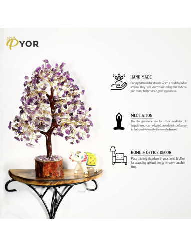 Árbol de Dinero de Amatista PYOR - Decoración Espiritual 26 cm