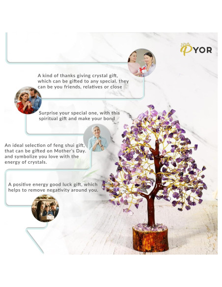 Árbol de Dinero de Amatista PYOR - Decoración Espiritual 26 cm