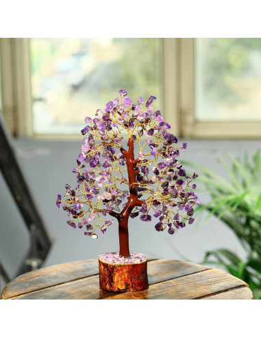 Árbol de Dinero de Amatista PYOR - Decoración Espiritual 26 cm