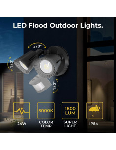 Luz LED de Inundación R.W.FLAME 24W con Sensor de Movimiento IP54 2