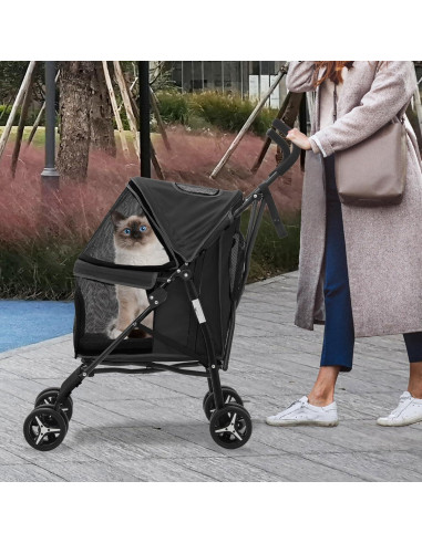 Carrito para Mascotas Colección Athena Negro 10 Kg Plegable