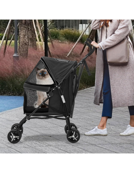Carrito para Mascotas Colección Athena Negro 10 Kg Plegable