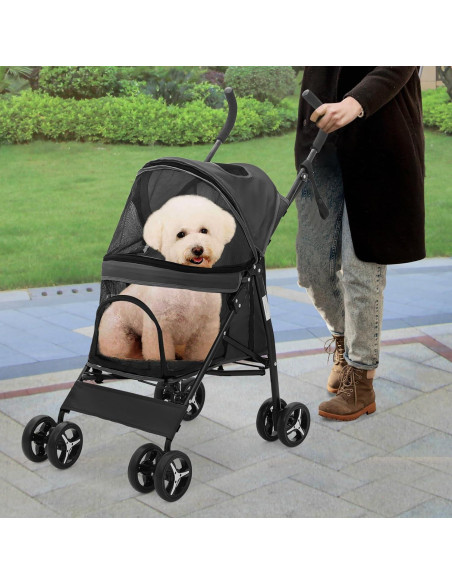 Carrito para Mascotas Colección Athena Negro 10 Kg Plegable