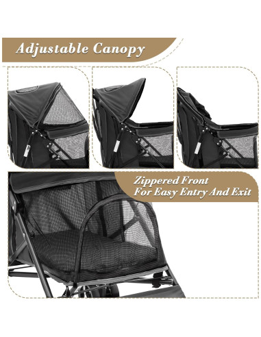 Carrito para Mascotas Colección Athena Negro 10 Kg Plegable