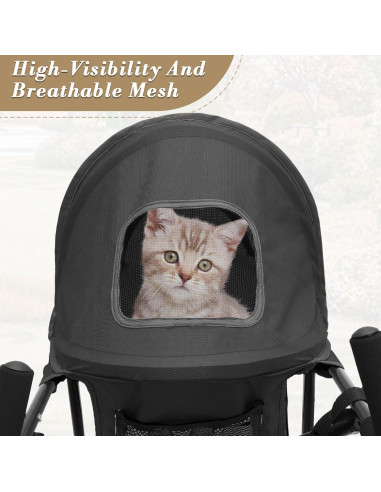 Carrito para Mascotas Colección Athena Negro 10 Kg Plegable