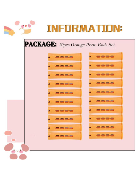 Juego de 20 Varillas de Permanentes Naranjas YOROSTAR para Cabello
