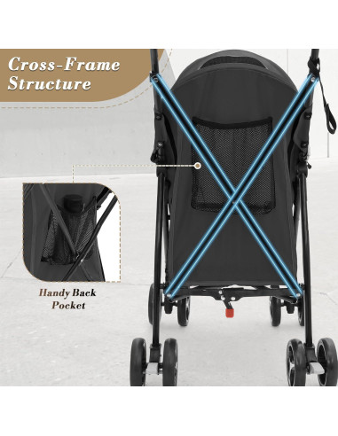 Carrito para Mascotas Colección Athena Negro 10 Kg Plegable