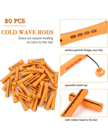 Juego de 20 Varillas de Permanentes Naranjas YOROSTAR para Cabello