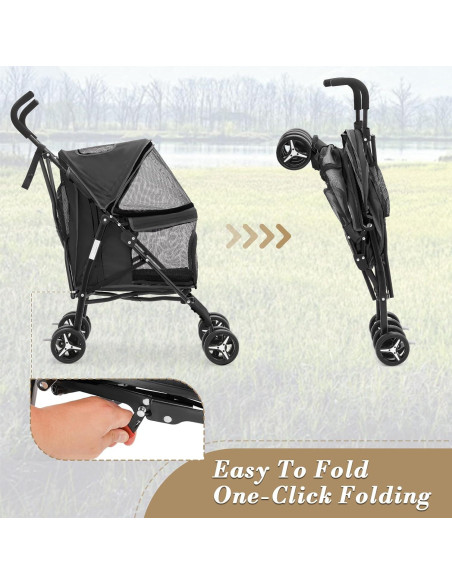 Carrito para Mascotas Colección Athena Negro 10 Kg Plegable