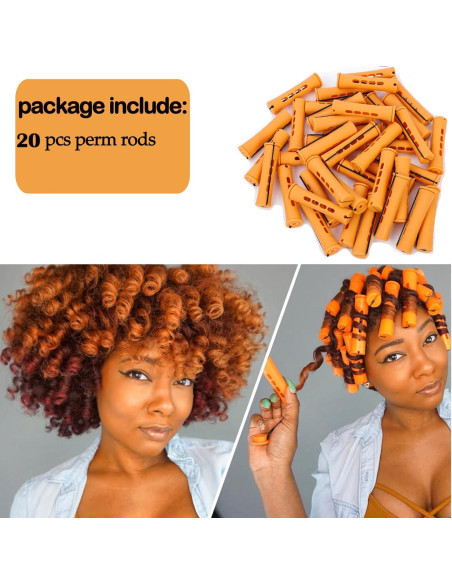 Juego de 20 Varillas de Permanentes Naranjas YOROSTAR para Cabello