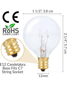 Bombilla G40 de Reemplazo Simba 5W E12 Regulable 2700K 25 Unidades 2
