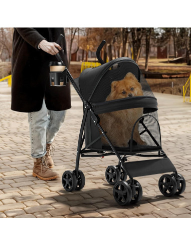 Carrito Plegable para Mascotas Magshion Negro hasta 10 kg