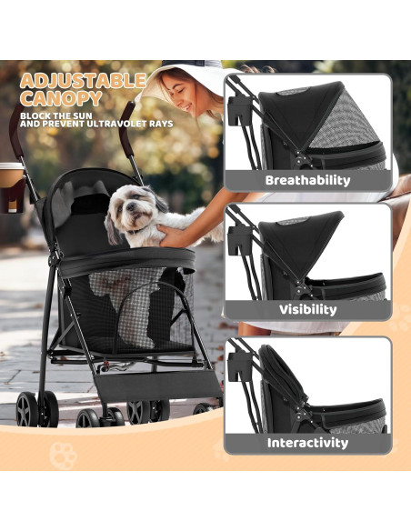 Carrito Plegable para Mascotas Magshion Negro hasta 10 kg