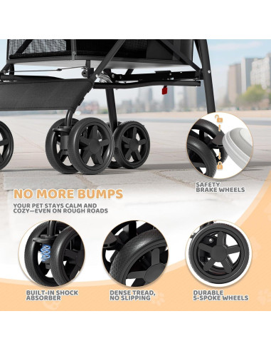 Carrito Plegable para Mascotas Magshion Negro hasta 10 kg