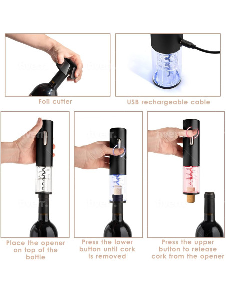 Juego de Abridor de Vino Eléctrico Moss & Stone con Accesorios