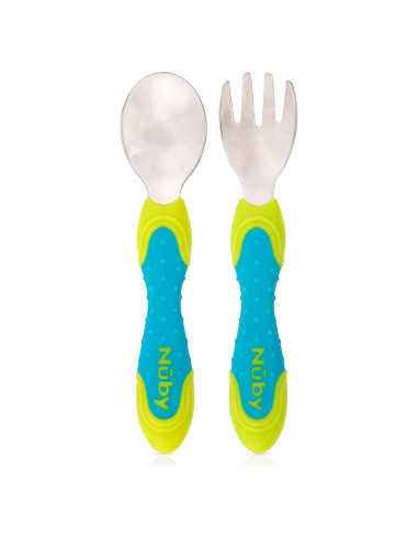 Utensilios de Acero Inoxidable Nuby 2 Piezas Azul Verde