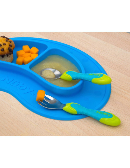 Utensilios de Acero Inoxidable Nuby 2 Piezas Azul Verde