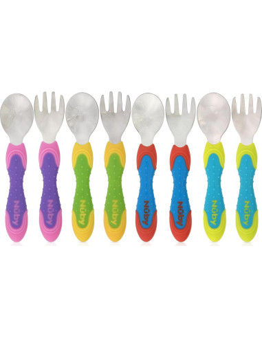 Utensilios de Acero Inoxidable Nuby 2 Piezas Azul Verde