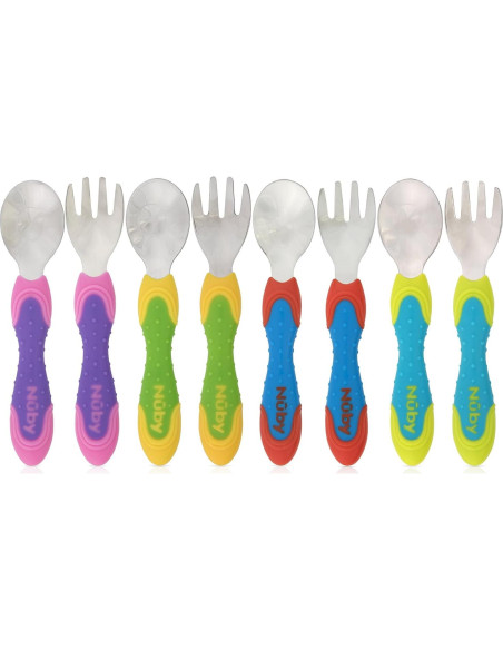 Utensilios de Acero Inoxidable Nuby 2 Piezas Azul Verde