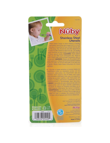 Utensilios de Acero Inoxidable Nuby 2 Piezas Azul Verde