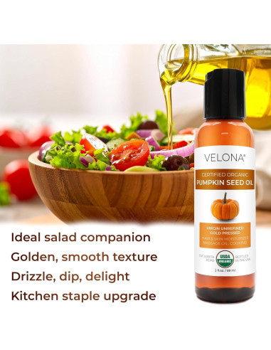 Aceite de Semilla de Calabaza Velona 60 ml Orgánico Prensado en Frío