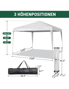 Toldo Plegable Road Ahead 3.05m x 3.05m Impermeable Blanco 2