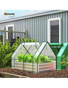 Huerto Elevado Galvanizado Outsunny 1.22x0.91m con Invernadero 2