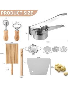 Kit de Herramientas para Hacer Pasta Cocfrss - Tabla de Gnocchi y Prensador de Papas 2