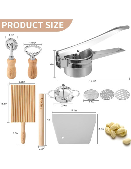 Kit de Herramientas para Hacer Pasta Cocfrss - Tabla de Gnocchi y Prensador de Papas