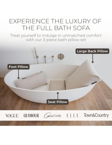 BADESOFA Almohadas de Baño de Lujo 3 Piezas Beige